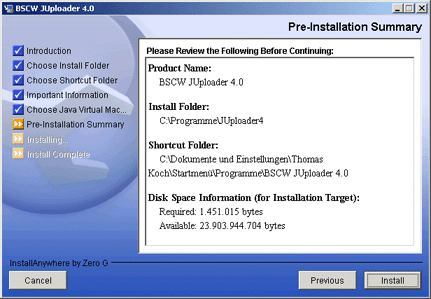 install wizard