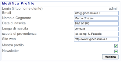 compila il profilo